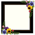 Vintage Frame, Pansies and Rosebuds