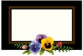 Vintage Frame with Pansies & Rosebuds