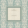 Vintage frame on victorian seamless background Royalty Free Stock Photo