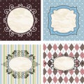 Vintage frames on the old fabric. Set. Royalty Free Stock Photo