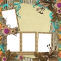 Vintage frames over wooden background Royalty Free Stock Photo