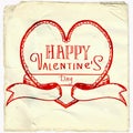 Vintage freehand drawing. Happy Valentine's Day theme.