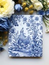 Vintage French Floral Toile Blue card