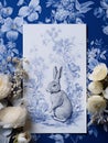 Vintage French Floral Toile Blue card