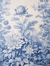 Vintage French Floral Toile Blue card