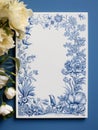 Vintage French Floral Toile Blue card