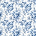 Vintage French Floral Toile Blue pattern