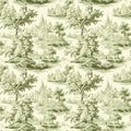 Vintage French Floral Toile green pattern