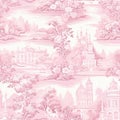 Vintage French Floral Toile Red pattern Royalty Free Stock Photo