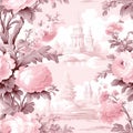 Vintage French Floral Toile Red pattern Royalty Free Stock Photo