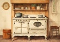 Vintage French Kitchen: A Stunning Symmetrical Design with Brigh