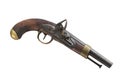 Vintage French muzzle loading pistol isolated.