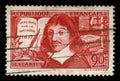 Vintage french stamp depicting Rene Descartes Royalty Free Stock Photo
