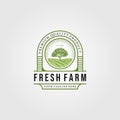 Vintage fresh farm with tree logo designs