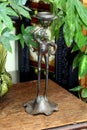 Vintage frog styled metal candle stick holder