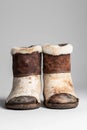 Vintage fur-lined winter boots Royalty Free Stock Photo