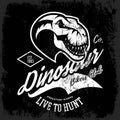 Vintage furious dinosaur bikers gang club tee print vector design Royalty Free Stock Photo