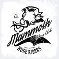 Vintage furious woolly mammoth bikers gang club tee print vector design. Royalty Free Stock Photo