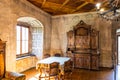 Vintage furniture in the Medieval Orava Castle. Oravsky Podzamok, Slovakia, 21 July 2022