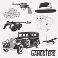 Vintage gangster set Royalty Free Stock Photo