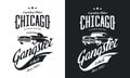 Vintage Gangster Vehicle Black And White Isolated Vector Logo.