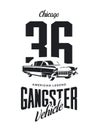 Vintage gangster vehicle vector logo isolated on white background