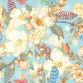 Vintage garden spring seamless pattern