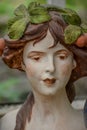 Vintage Statue of Woman with Leaves in Hair