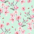 Vintage garden vector spring seamless background