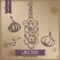 Vintage garlic braid template