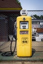 A vintage gas pump at The Old Service Station along the historic route 66 in Williamsville