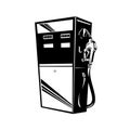 Vintage Gasoline Gas Fuel Petroleum Petrol Pump Station Retro Black and White Royalty Free Stock Photo