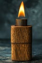 A vintage gasoline lighter for cigars stands on a stand on the table Royalty Free Stock Photo