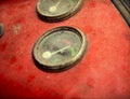 Vintage gauges  on the dashboard of an old tractor. Control and measurement concept image Royalty Free Stock Photo