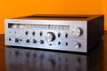 Vintage Audio Stereo Receiver with shiny metal front panel