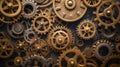 Vintage gears macro view. Aged mechanical wheels background Royalty Free Stock Photo