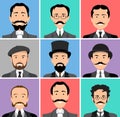 Vintage gentleman portrait set. Royalty Free Stock Photo