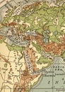 A vintage geographical map showing the Middle East in sepia.