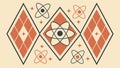 Vintage Geometric Pattern with Atom Symbols, vector design Generative AI Royalty Free Stock Photo