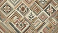 Vintage geometric patterned design with earthy tones Royalty Free Stock Photo
