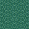 Vintage geometric woven golden lines seamless pattern on green jade background