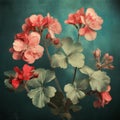 Vintage Geraniums In A Dreamy Pseudo-infrared Style Stock Photo