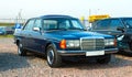 Vintage German car Mercedes-Benz W126 on Festival of Retro Technics Fortuna