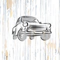 Vintage german car on wooden background