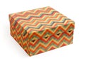 Vintage gift box with multicolor zigzag stripes