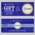 Vintage gift certificate, voucher, coupon vector mockup with money background Royalty Free Stock Photo