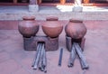 Vintage gigantic clay or ceramic cooking pot Royalty Free Stock Photo