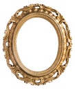 Vintage gilded round frame with an ornament isolated on white. Retro style