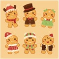 Cute Merry Christmas gingerbread man cookies collection Royalty Free Stock Photo