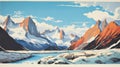 Vintage Glacier Postcard For Grand Teton National Park, 1970s Color Block Print